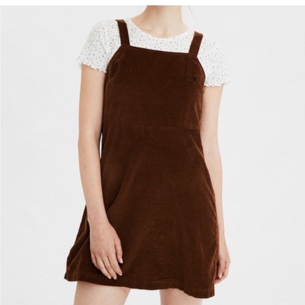 American Eagle Outfitters Chocolate Brown Corduroy Mini Dress Adjustable Straps